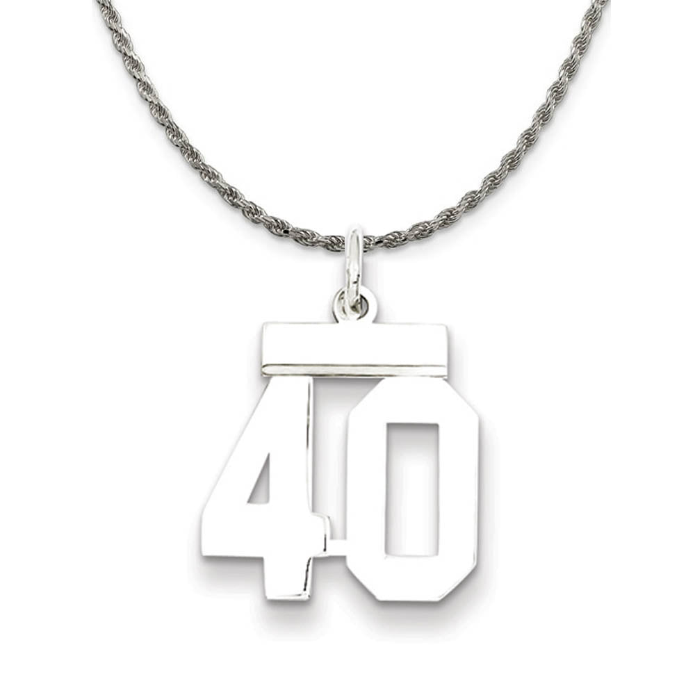 Sterling Silver Athletic Lg Polished Number 40 Necklace, Item N18259 by The Black Bow Jewelry Co.
