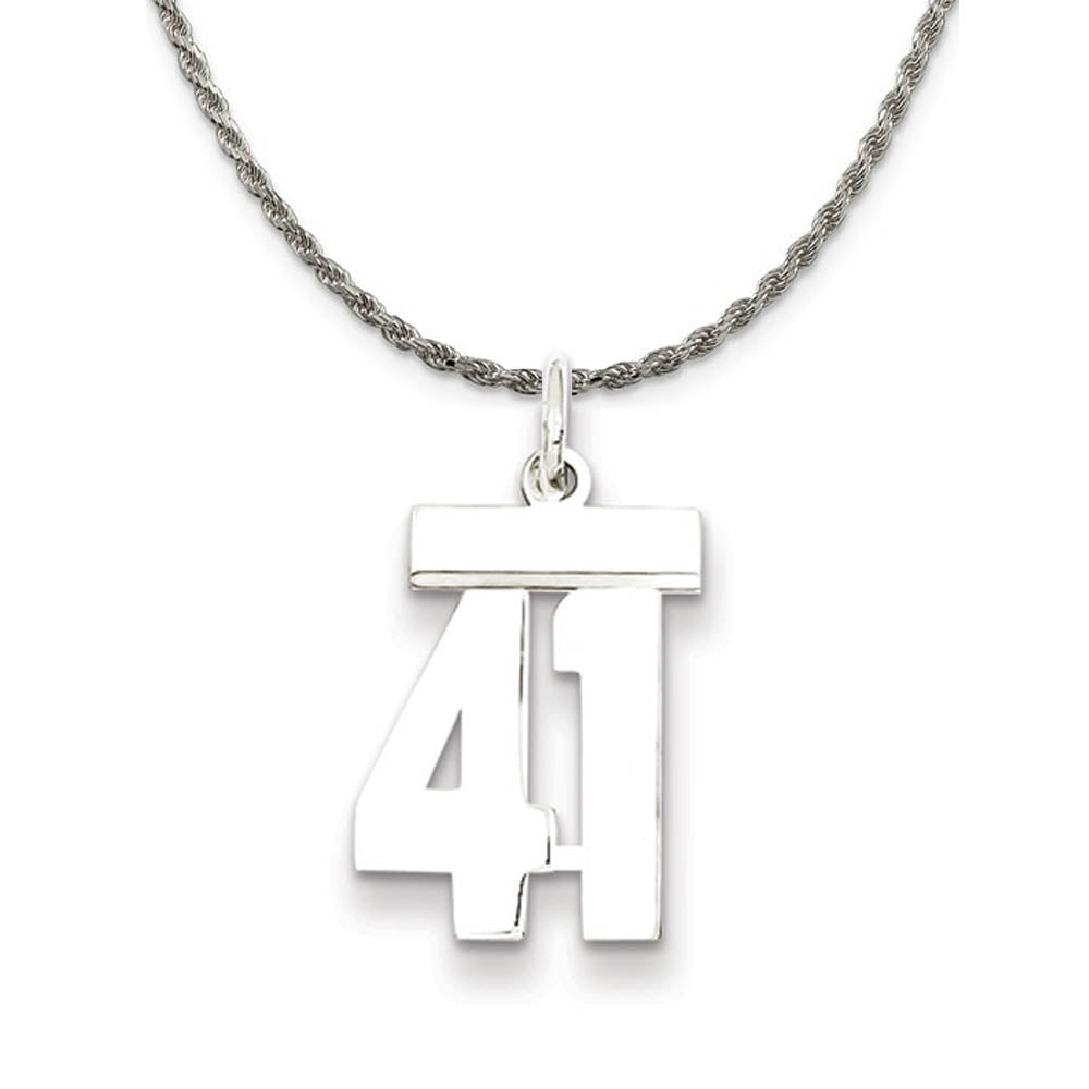 Sterling Silver Athletic Lg Polished Number 41 Necklace, Item N18260 by The Black Bow Jewelry Co.