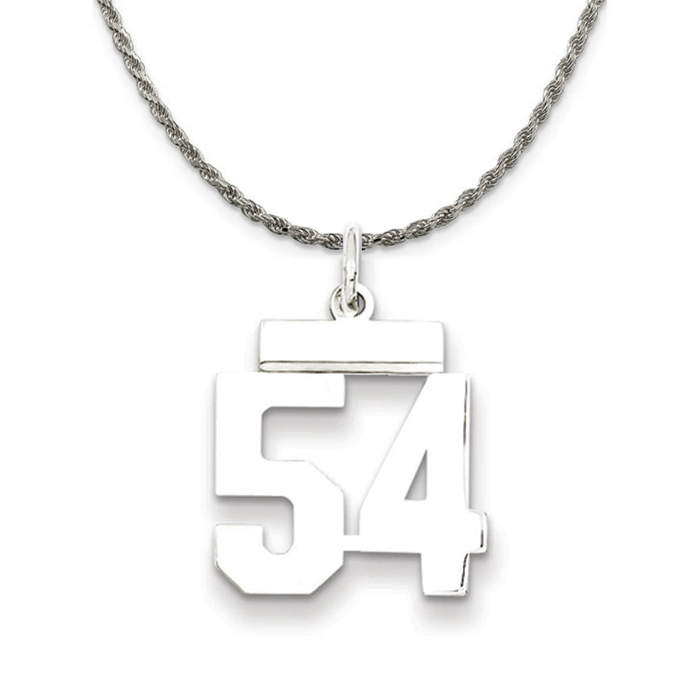 Sterling Silver Athletic Lg Polished Number 54 Necklace, Item N18274 by The Black Bow Jewelry Co.