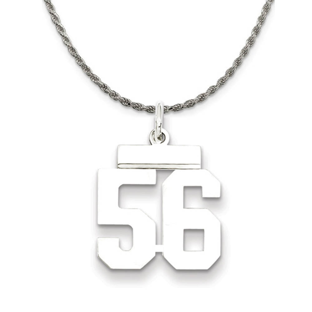 Sterling Silver Athletic Lg Polished Number 56 Necklace, Item N18276 by The Black Bow Jewelry Co.