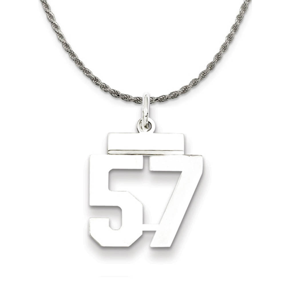 Sterling Silver Athletic Lg Polished Number 57 Necklace, Item N18277 by The Black Bow Jewelry Co.