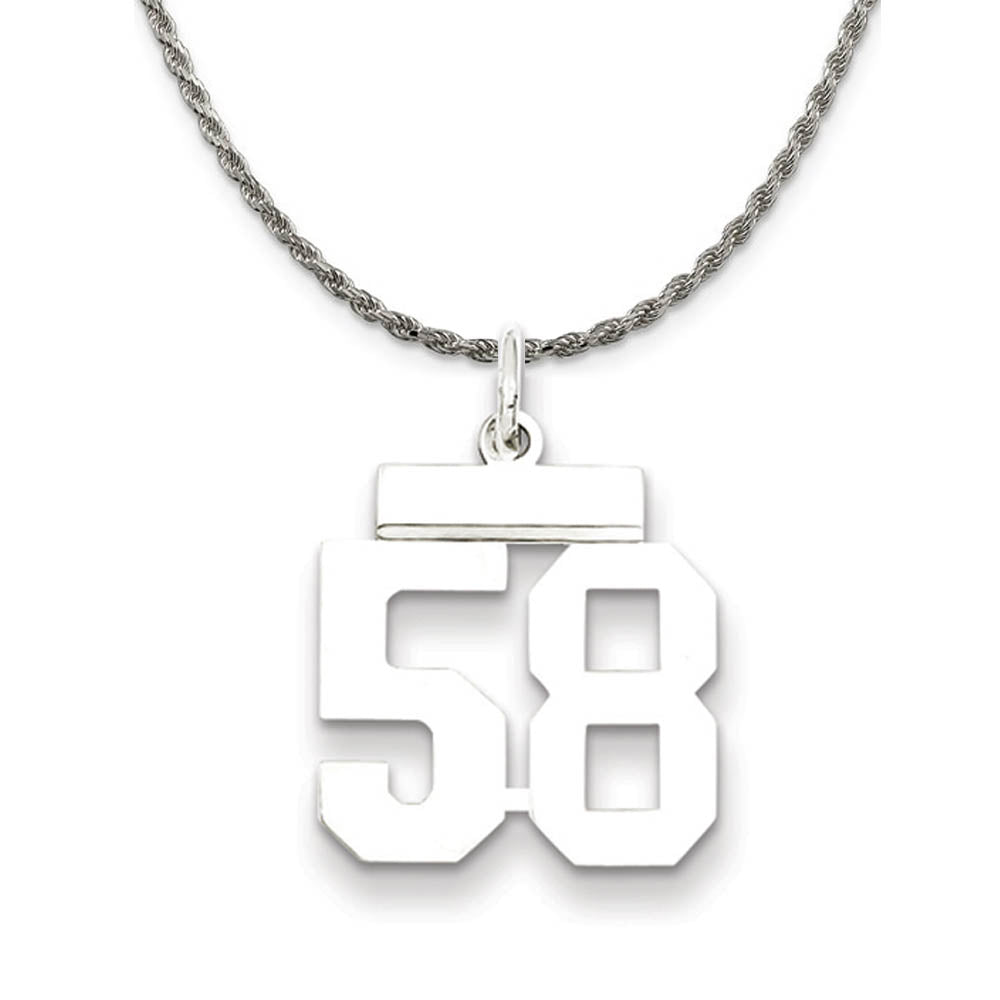 Sterling Silver Athletic Lg Polished Number 58 Necklace, Item N18278 by The Black Bow Jewelry Co.