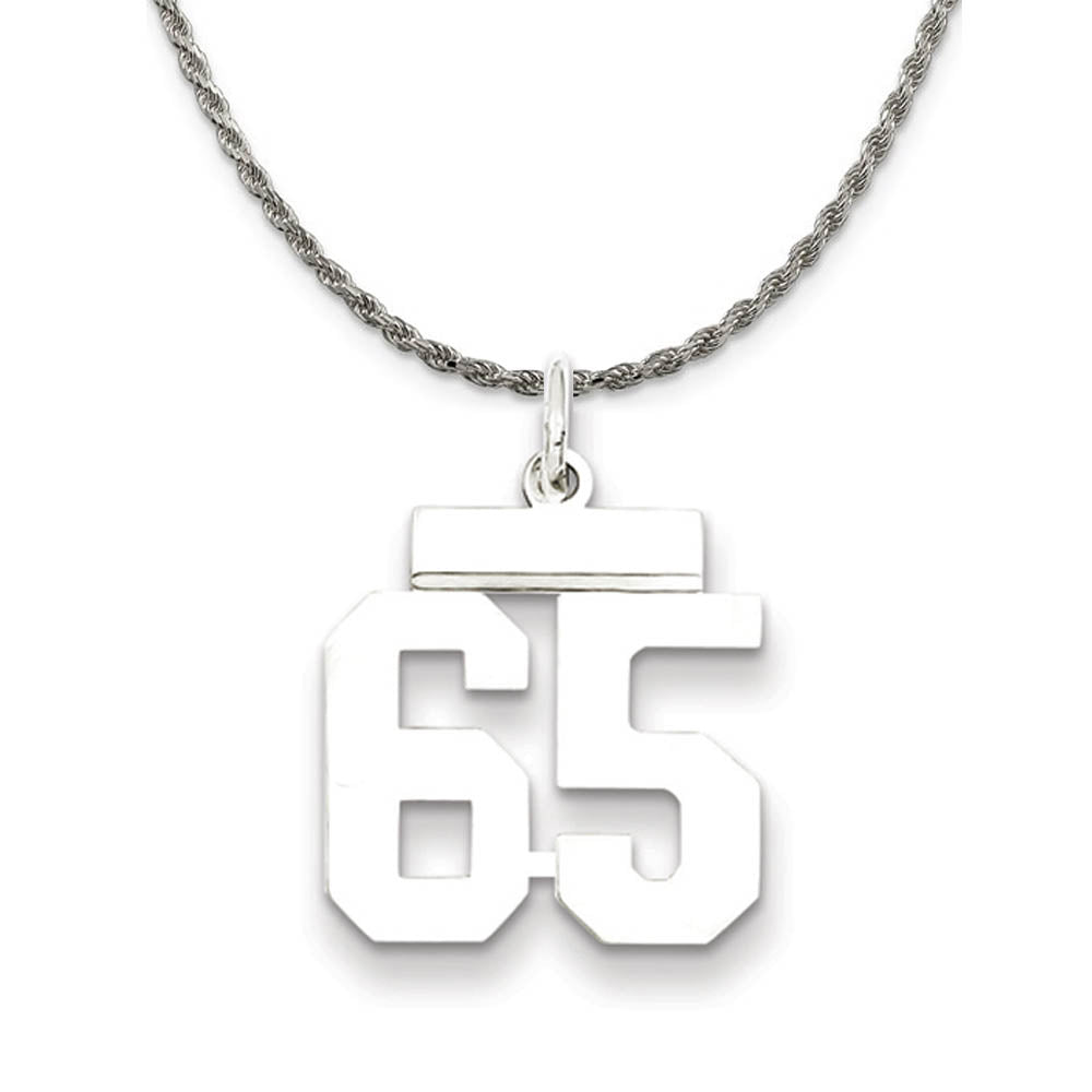 Sterling Silver Athletic Lg Polished Number 65 Necklace, Item N18286 by The Black Bow Jewelry Co.