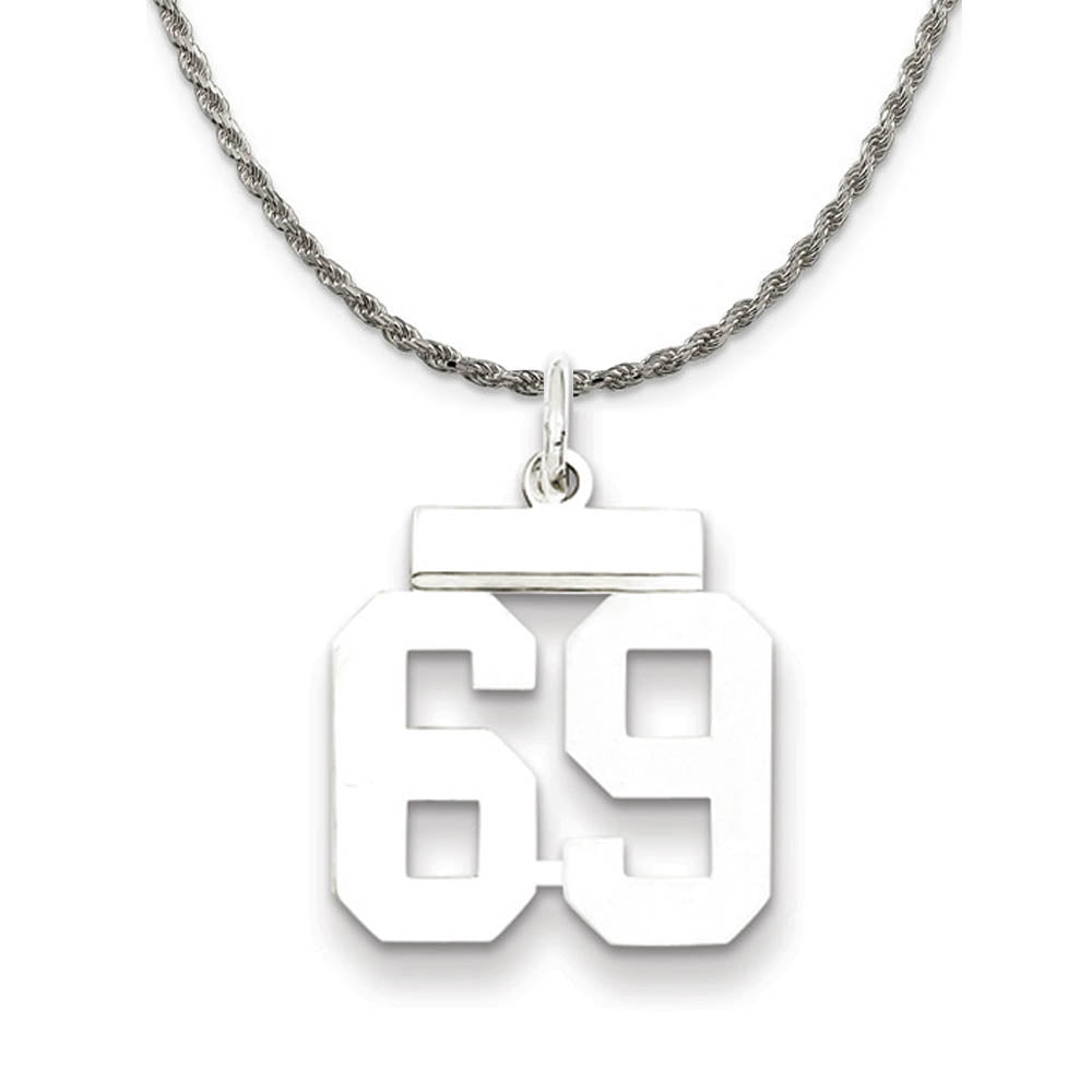 Sterling Silver Athletic Lg Polished Number 69 Necklace, Item N18290 by The Black Bow Jewelry Co.