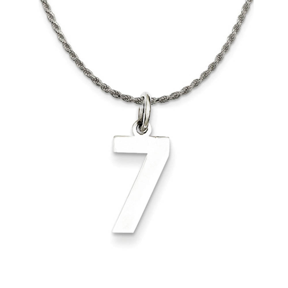 Sterling Silver Athletic Lg Polished Number 7 Necklace, Item N18291 by The Black Bow Jewelry Co.