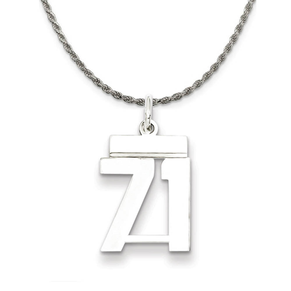 Sterling Silver Athletic Lg Polished Number 71 Necklace, Item N18293 by The Black Bow Jewelry Co.