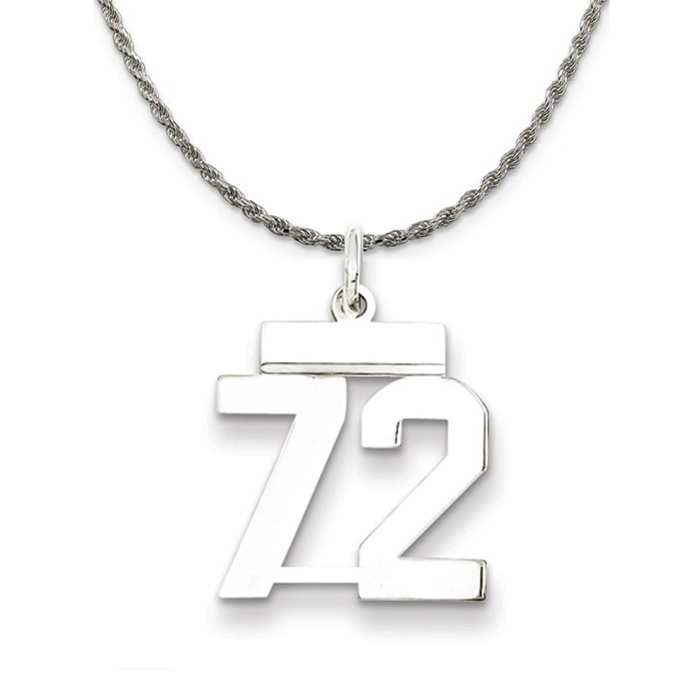 Sterling Silver Athletic Lg Polished Number 72 Necklace, Item N18294 by The Black Bow Jewelry Co.