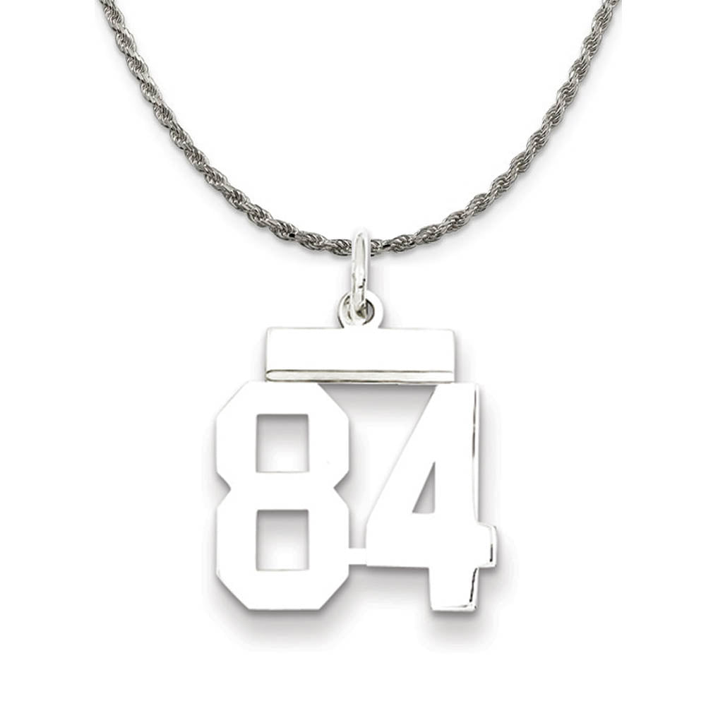 Sterling Silver Athletic Lg Polished Number 84 Necklace, Item N18307 by The Black Bow Jewelry Co.