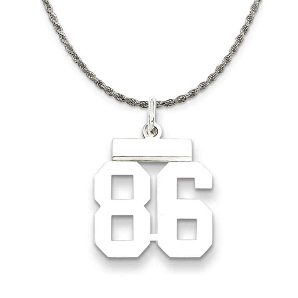 Sterling Silver Athletic Lg Polished Number 86 Necklace, Item N18309 by The Black Bow Jewelry Co.