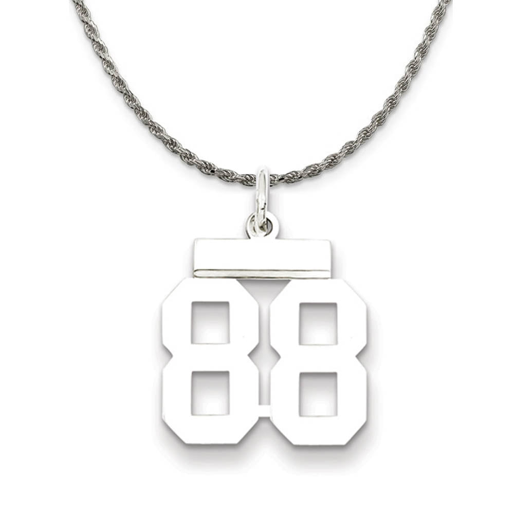 Sterling Silver Athletic Lg Polished Number 88 Necklace, Item N18311 by The Black Bow Jewelry Co.