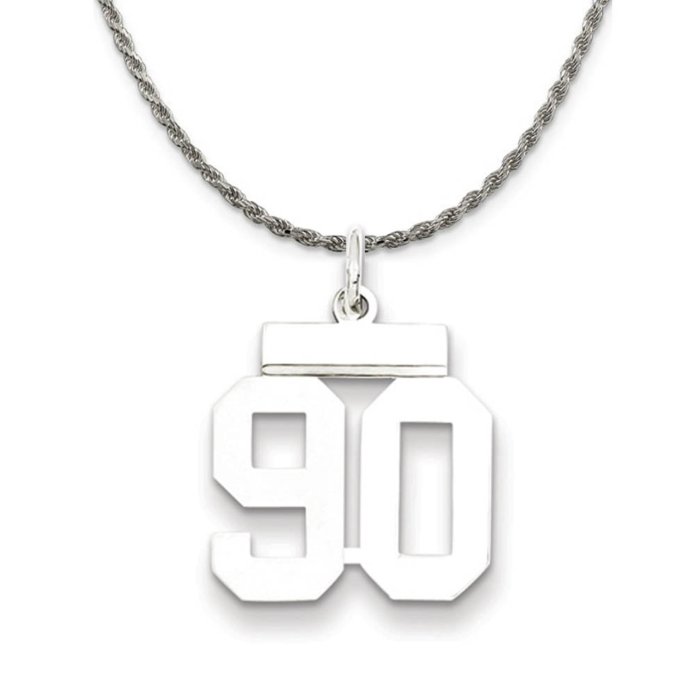 Sterling Silver Athletic Lg Polished Number 90 Necklace, Item N18314 by The Black Bow Jewelry Co.