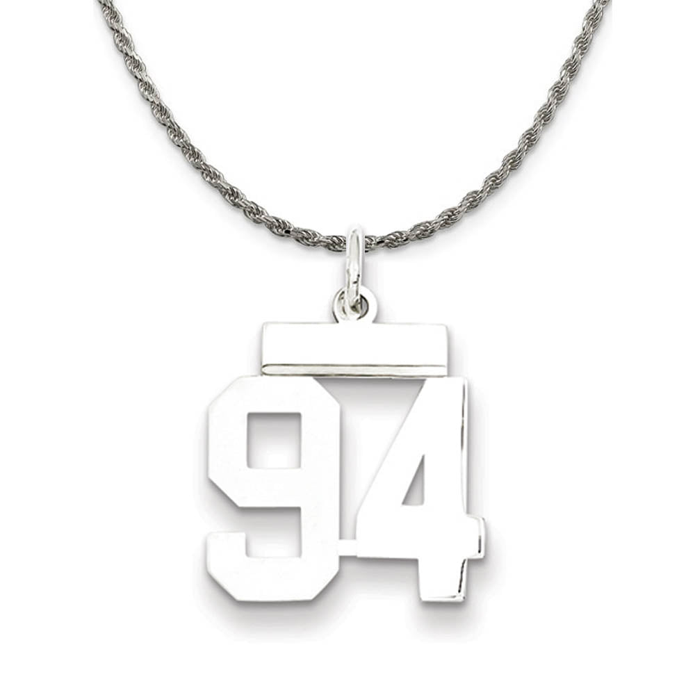 Sterling Silver Athletic Lg Polished Number 94 Necklace, Item N18318 by The Black Bow Jewelry Co.