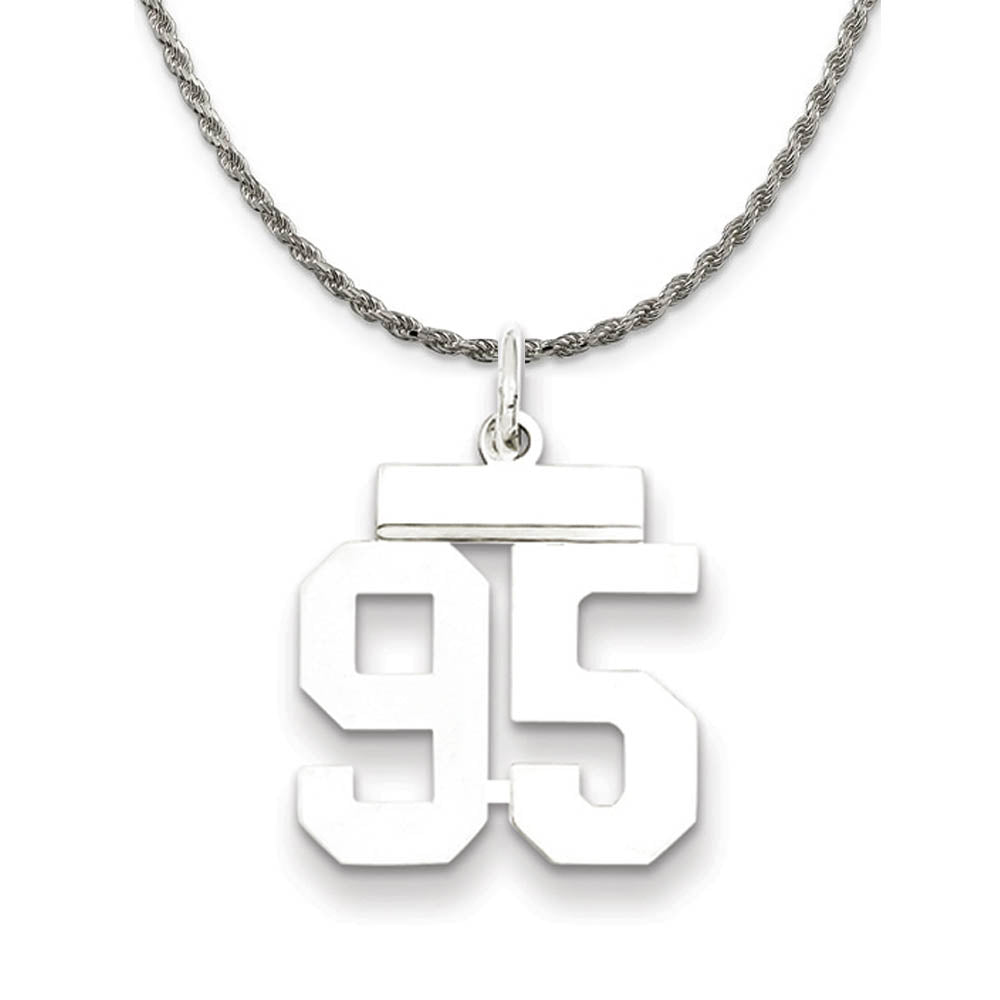 Sterling Silver Athletic Lg Polished Number 95 Necklace, Item N18319 by The Black Bow Jewelry Co.