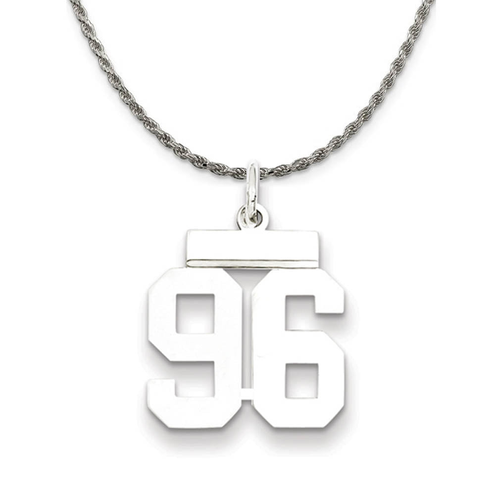 Sterling Silver Athletic Lg Polished Number 96 Necklace, Item N18320 by The Black Bow Jewelry Co.