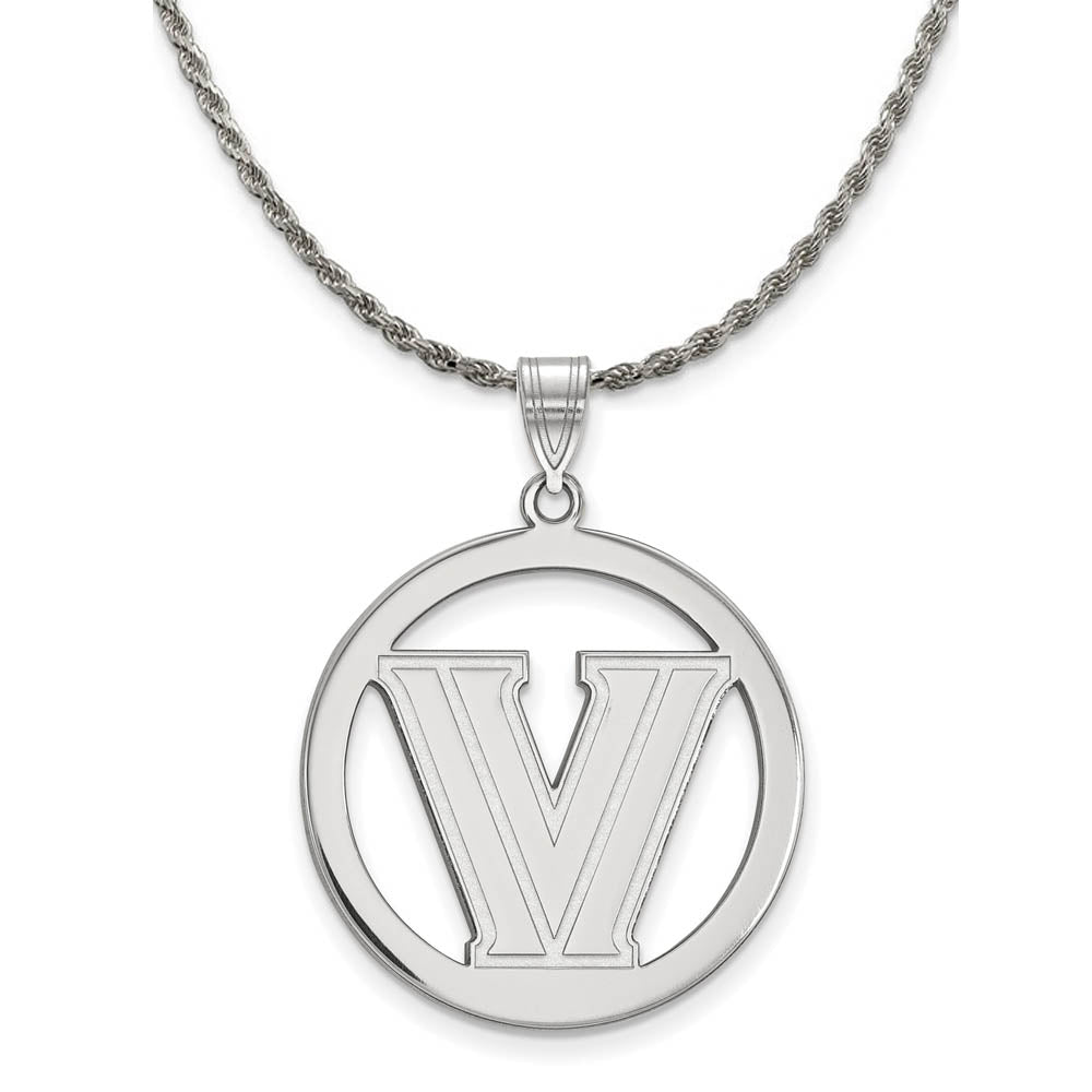 Sterling Silver Villanova U. Large Circle Pendant Necklace, Item N18328 by The Black Bow Jewelry Co.