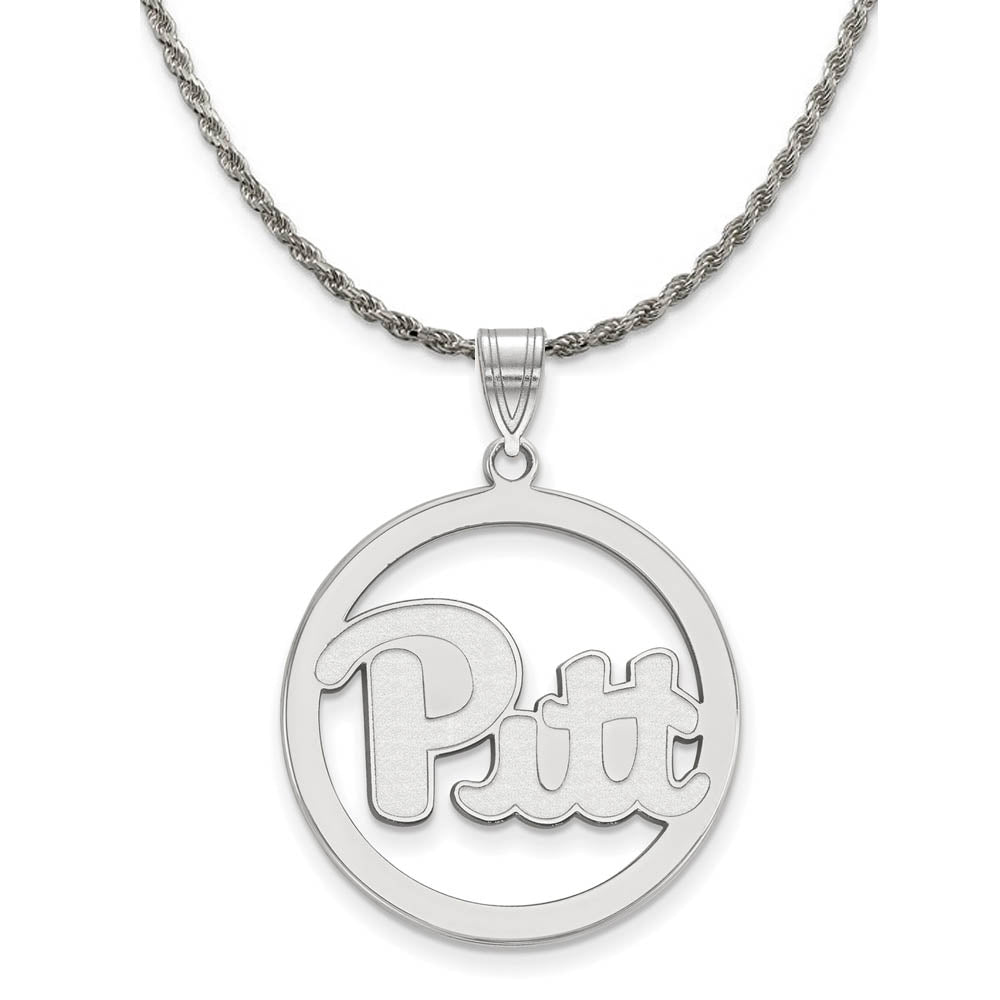 Sterling Silver U. of Pittsburgh Large Circle Pendant Necklace, Item N18334 by The Black Bow Jewelry Co.
