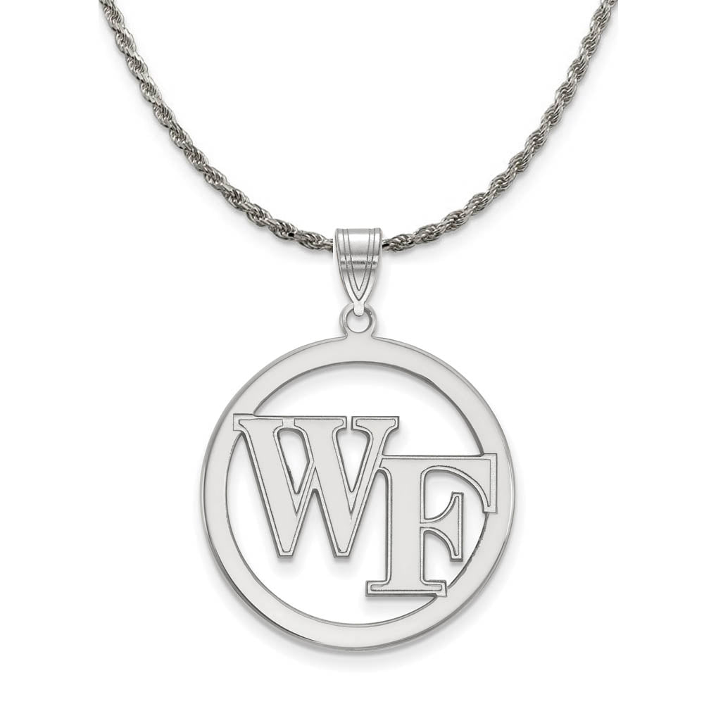Sterling Silver Wake Forest U. Large Circle Pendant Necklace, Item N18336 by The Black Bow Jewelry Co.