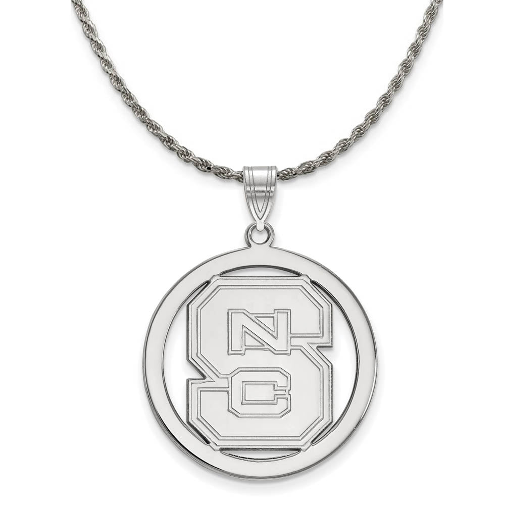 Sterling Silver North Carolina Large Circle Necklace, Item N18342 by The Black Bow Jewelry Co.