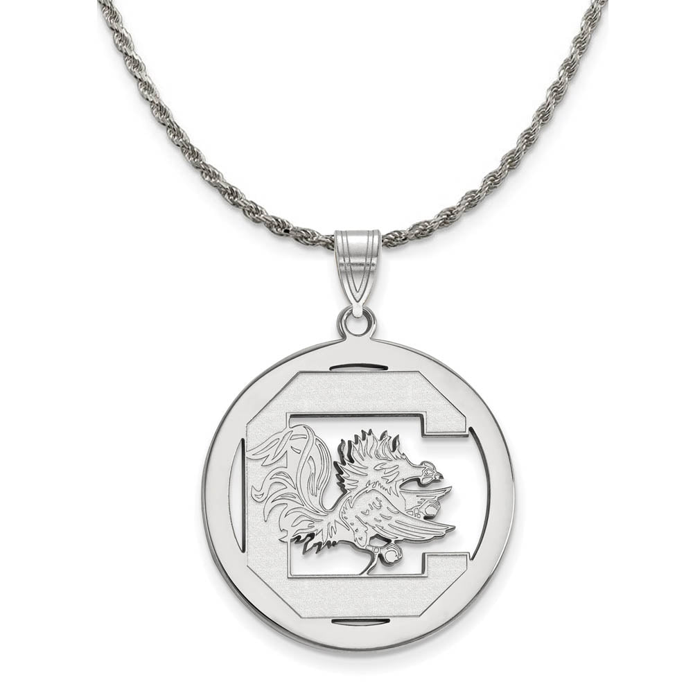 Sterling Silver South Carolina Large Circle Pendant Necklace, Item N18344 by The Black Bow Jewelry Co.