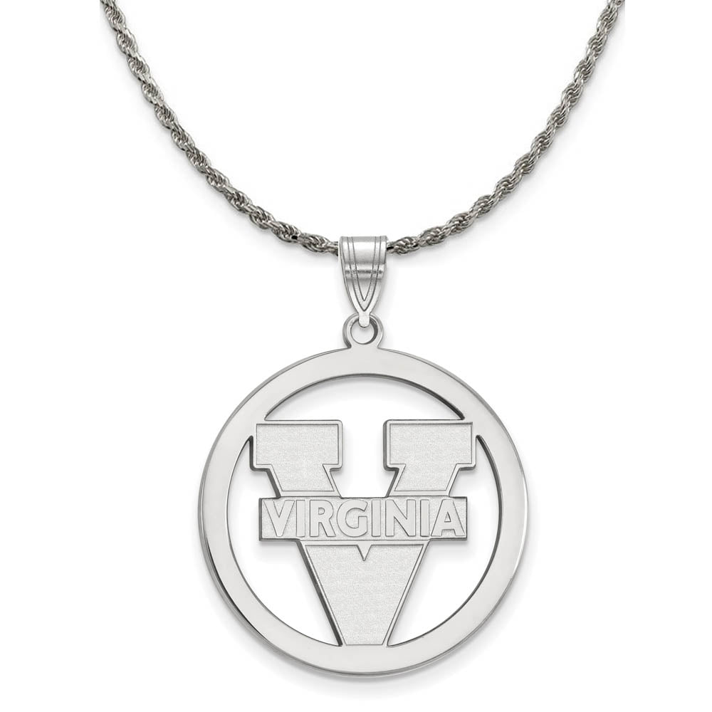 Sterling Silver U. of Virginia Large Circle Pendant Necklace, Item N18346 by The Black Bow Jewelry Co.