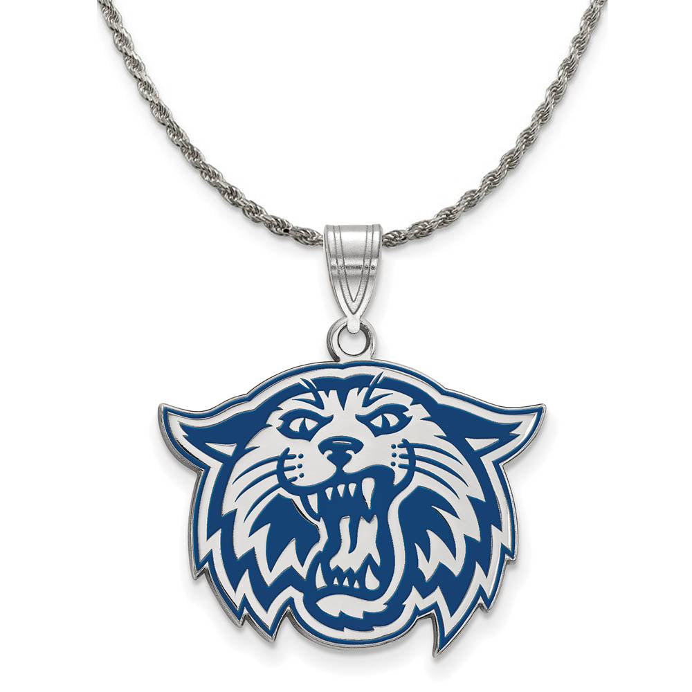 Sterling Silver Villanova U Large Enamel Wildcat Necklace, Item N18361 by The Black Bow Jewelry Co.