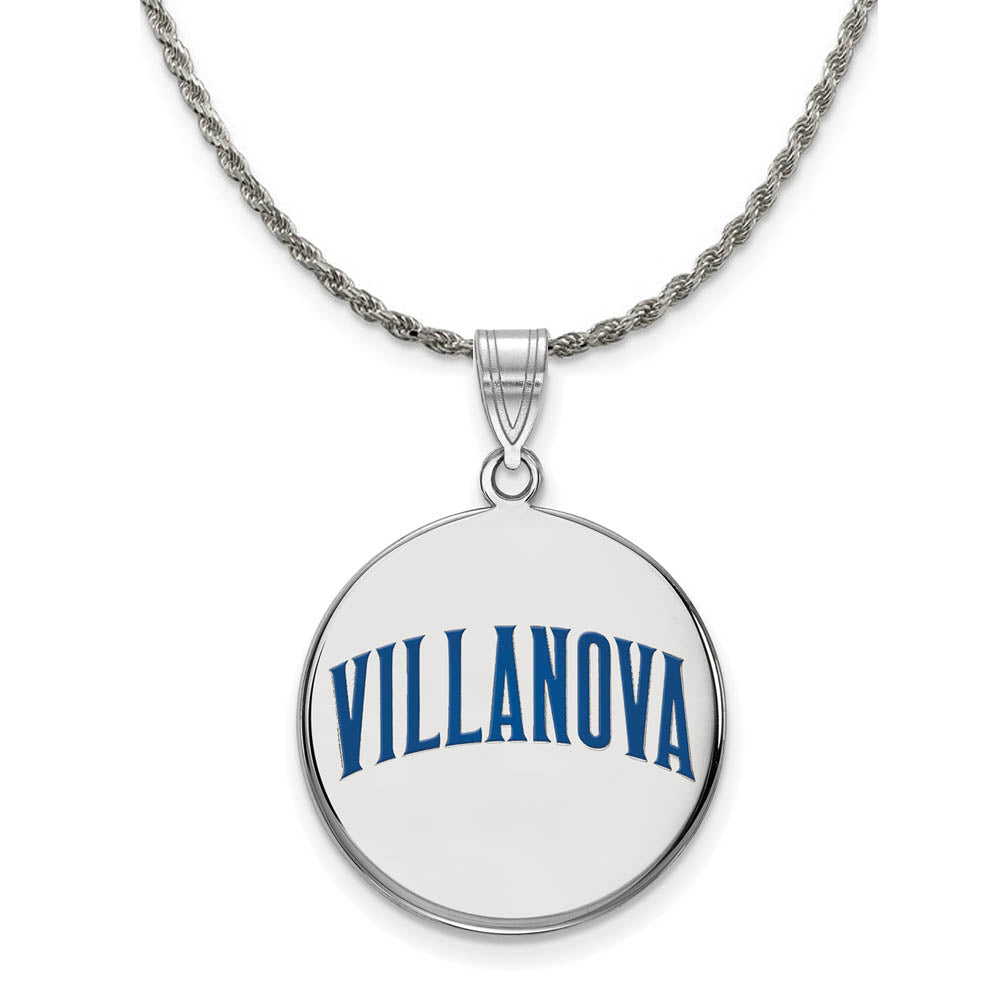 Sterling Silver Villanova U Large Enamel Disc Necklace, Item N18362 by The Black Bow Jewelry Co.