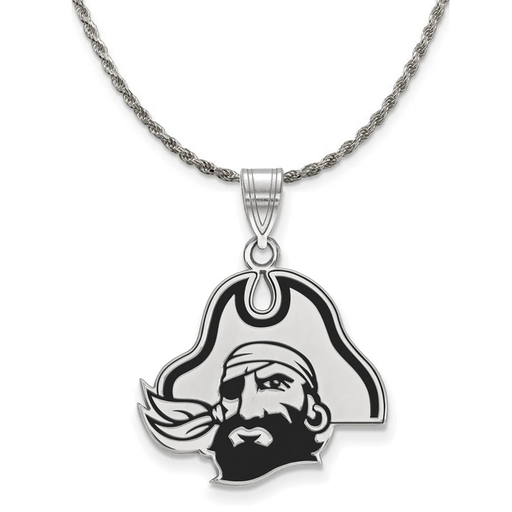 Sterling Silver East Carolina U Large Enamel Necklace, Item N18363 by The Black Bow Jewelry Co.