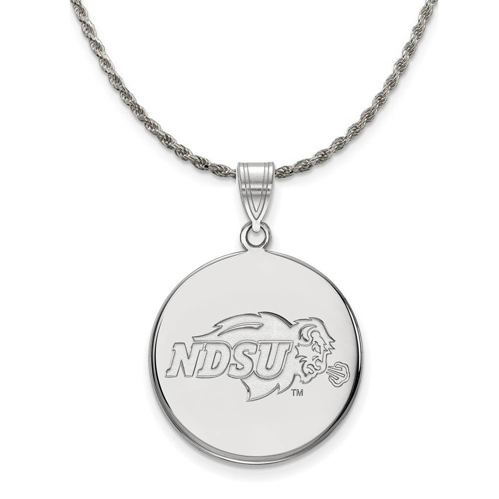 Sterling Silver North Dakota State Large Disc Pendant Necklace, Item N18393 by The Black Bow Jewelry Co.