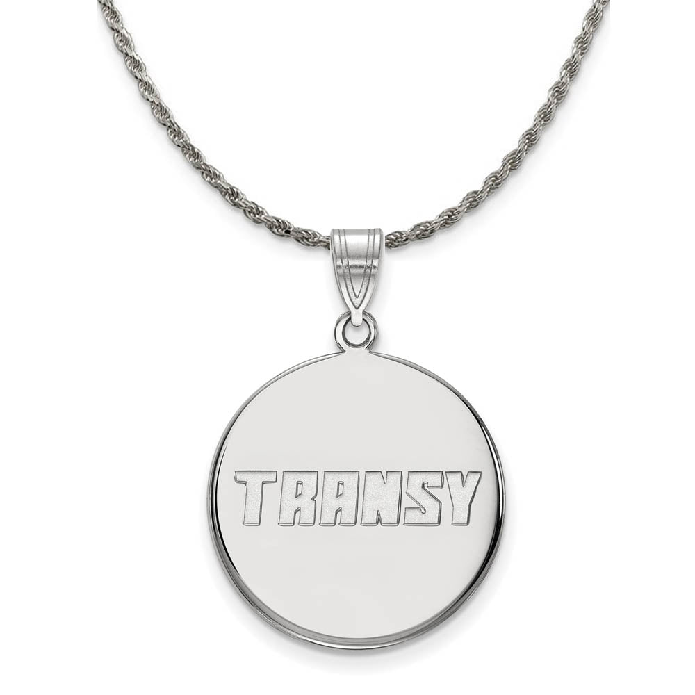 Sterling Silver Transylvania U. Large Disc Pendant Necklace, Item N18405 by The Black Bow Jewelry Co.