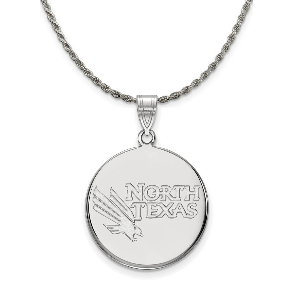 Sterling Silver North Texas Large Disc Pendant Necklace, Item N18414 by The Black Bow Jewelry Co.