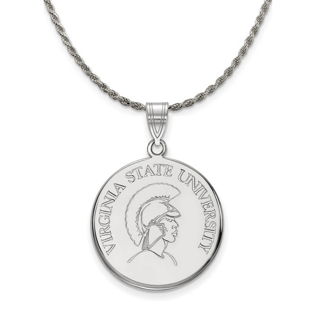 Sterling Silver Virginia State Large Disc Pendant Necklace, Item N18419 by The Black Bow Jewelry Co.