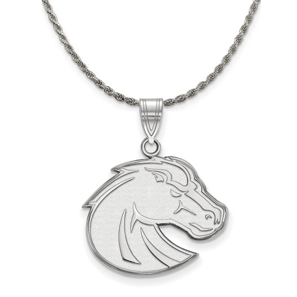 Sterling Silver Boise State Large Pendant Necklace, Item N18424 by The Black Bow Jewelry Co.