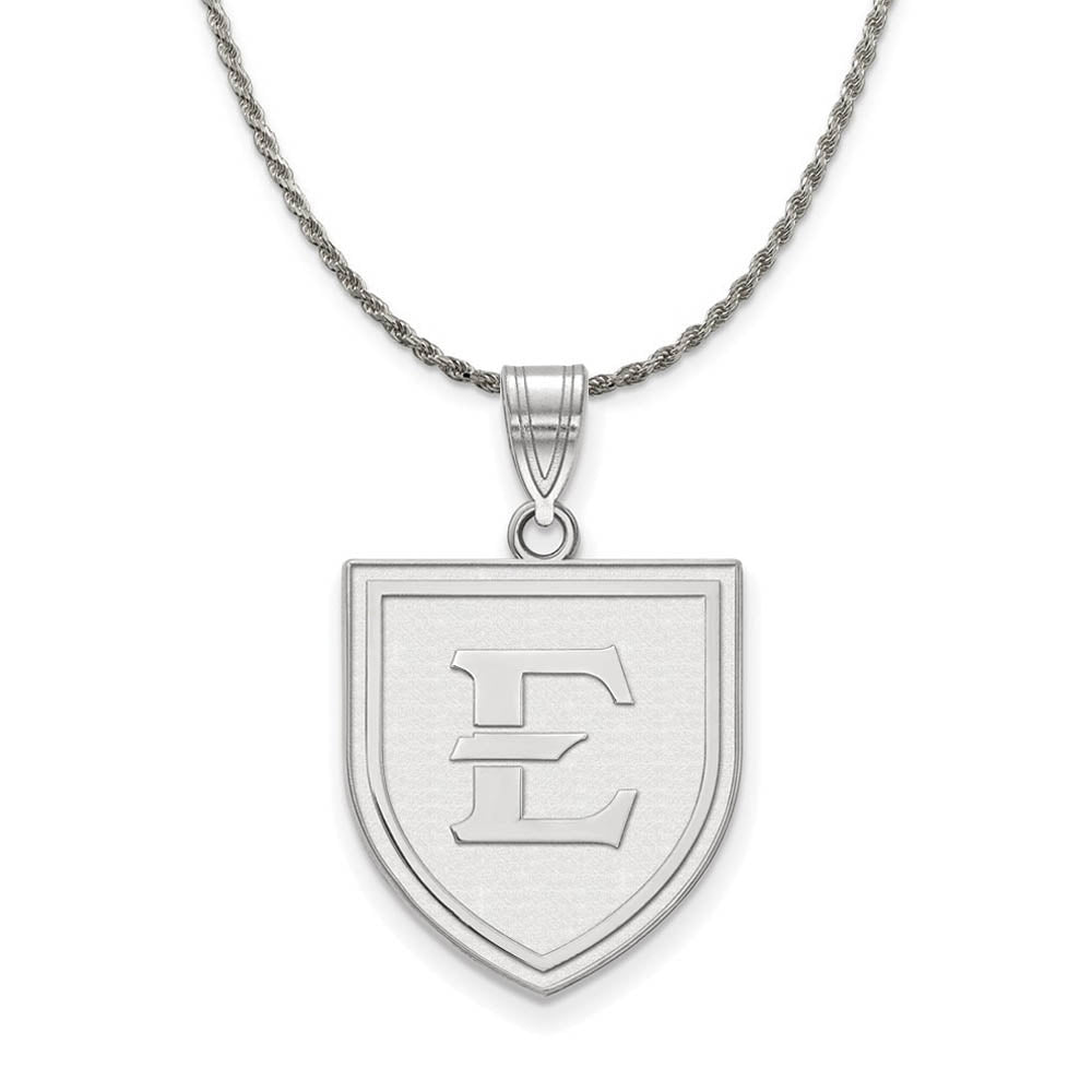 Sterling Silver East Tennessee State Large Pendant Necklace, Item N18430 by The Black Bow Jewelry Co.