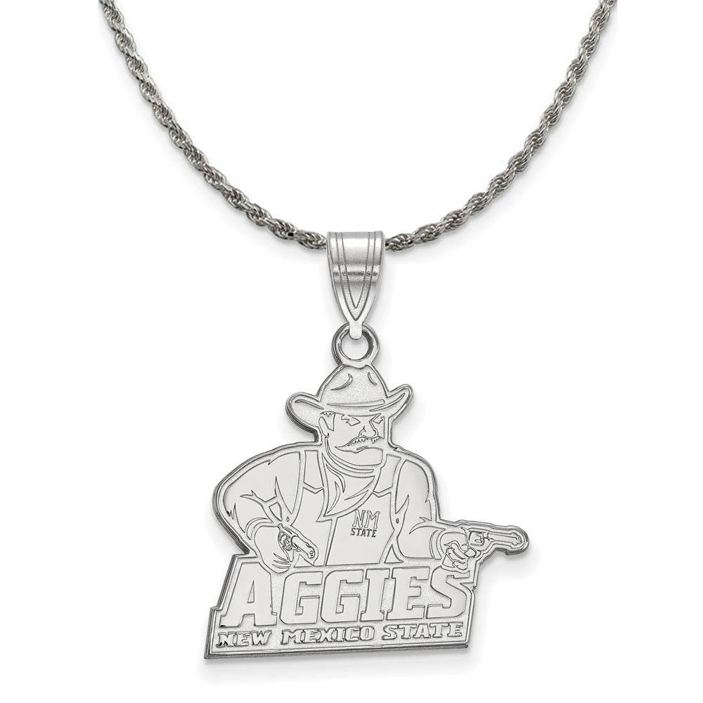 Sterling Silver New Mexico State Large Pendant Necklace, Item N18442 by The Black Bow Jewelry Co.