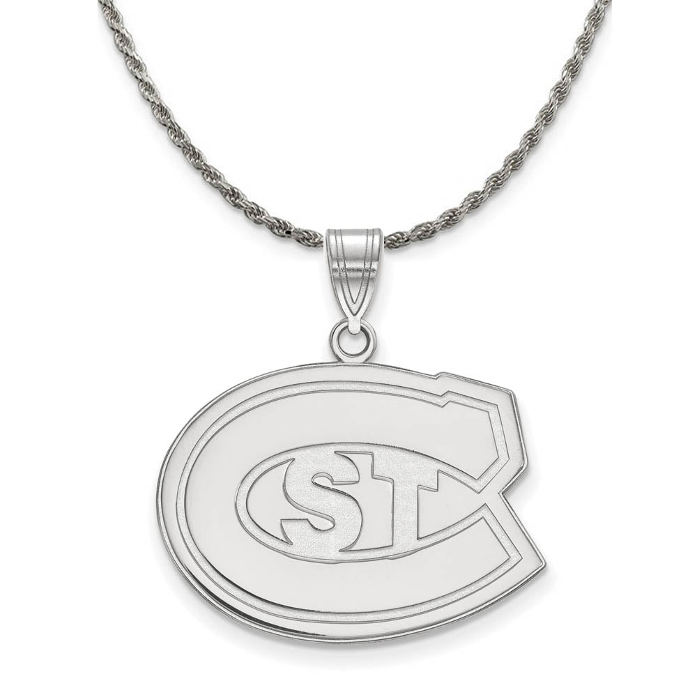 Sterling Silver St. Cloud State Large Logo Necklace, Item N18452 by The Black Bow Jewelry Co.