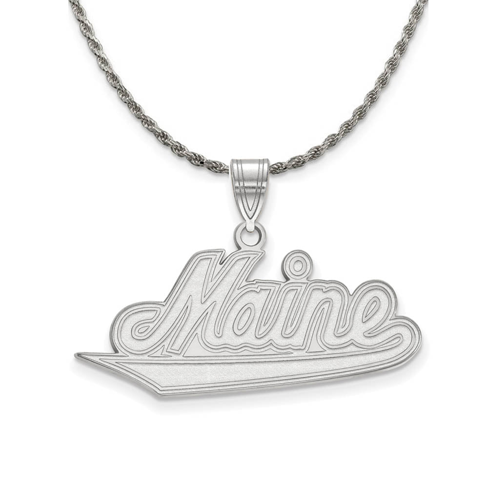 Sterling Silver U. of Maine Large Pendant Necklace, Item N18460 by The Black Bow Jewelry Co.