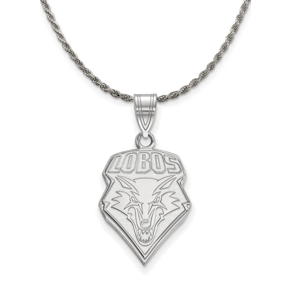 Sterling Silver U. of New Mexico Large Lobos Necklace, Item N18463 by The Black Bow Jewelry Co.