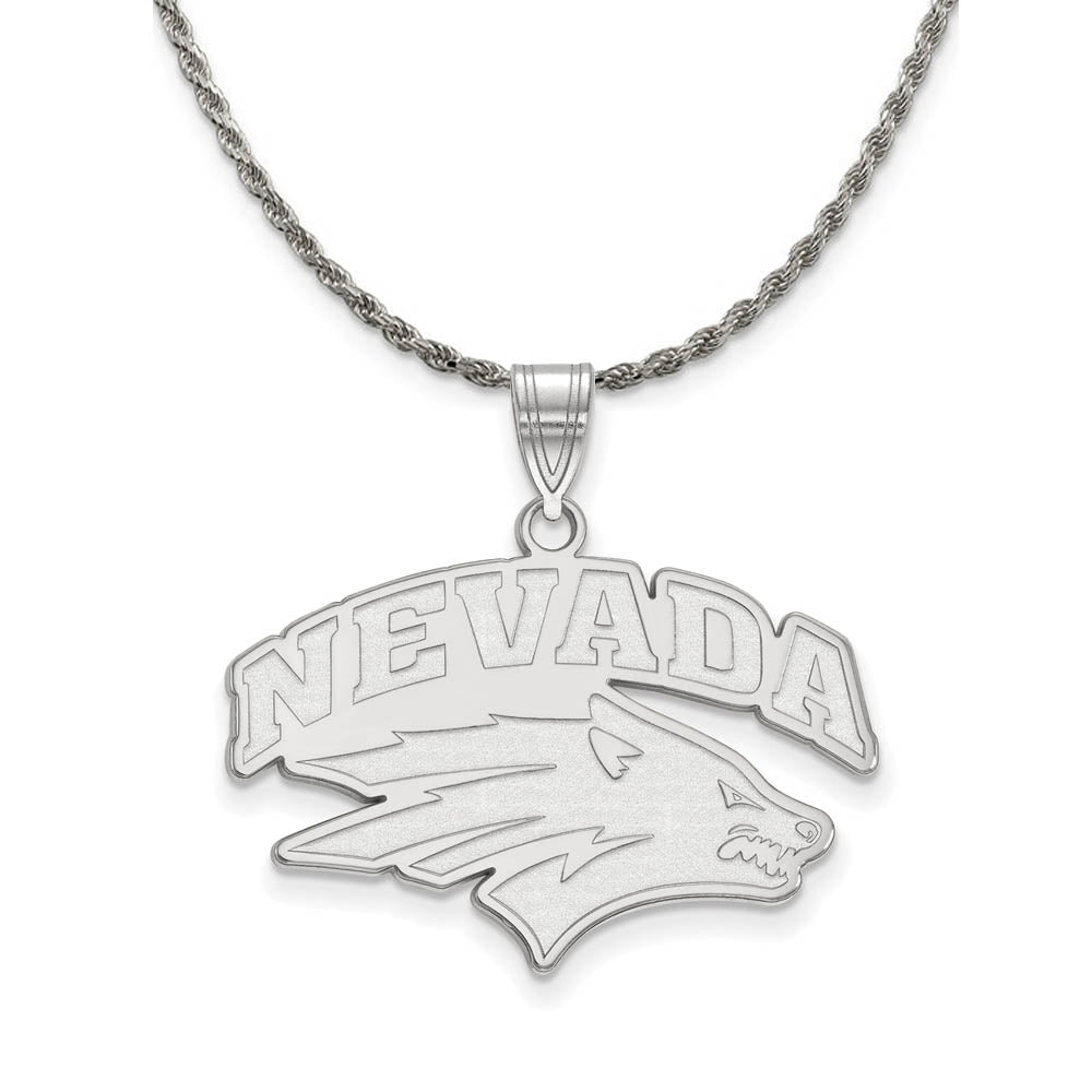 Sterling Silver U. of Nevada Large Logo Pendant Necklace, Item N18464 by The Black Bow Jewelry Co.