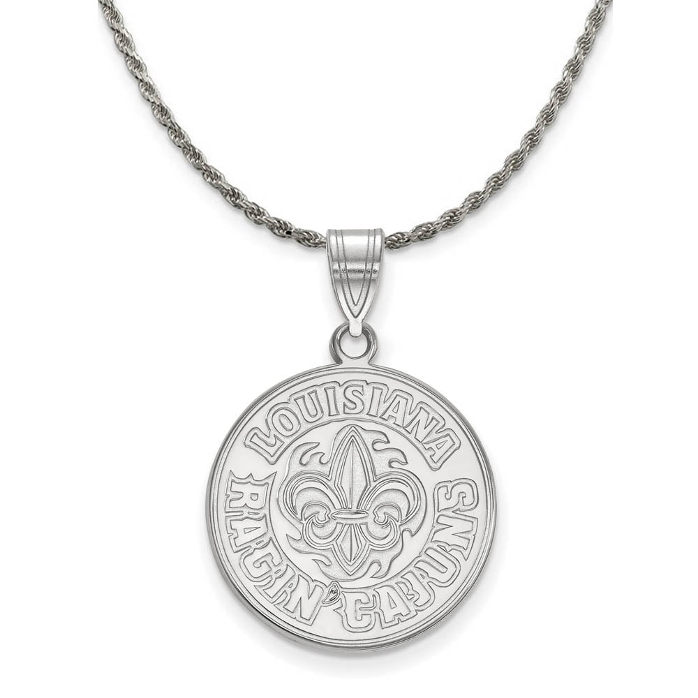 Sterling Silver U. of Louisiana at Lafayette Large Necklace, Item N18469 by The Black Bow Jewelry Co.