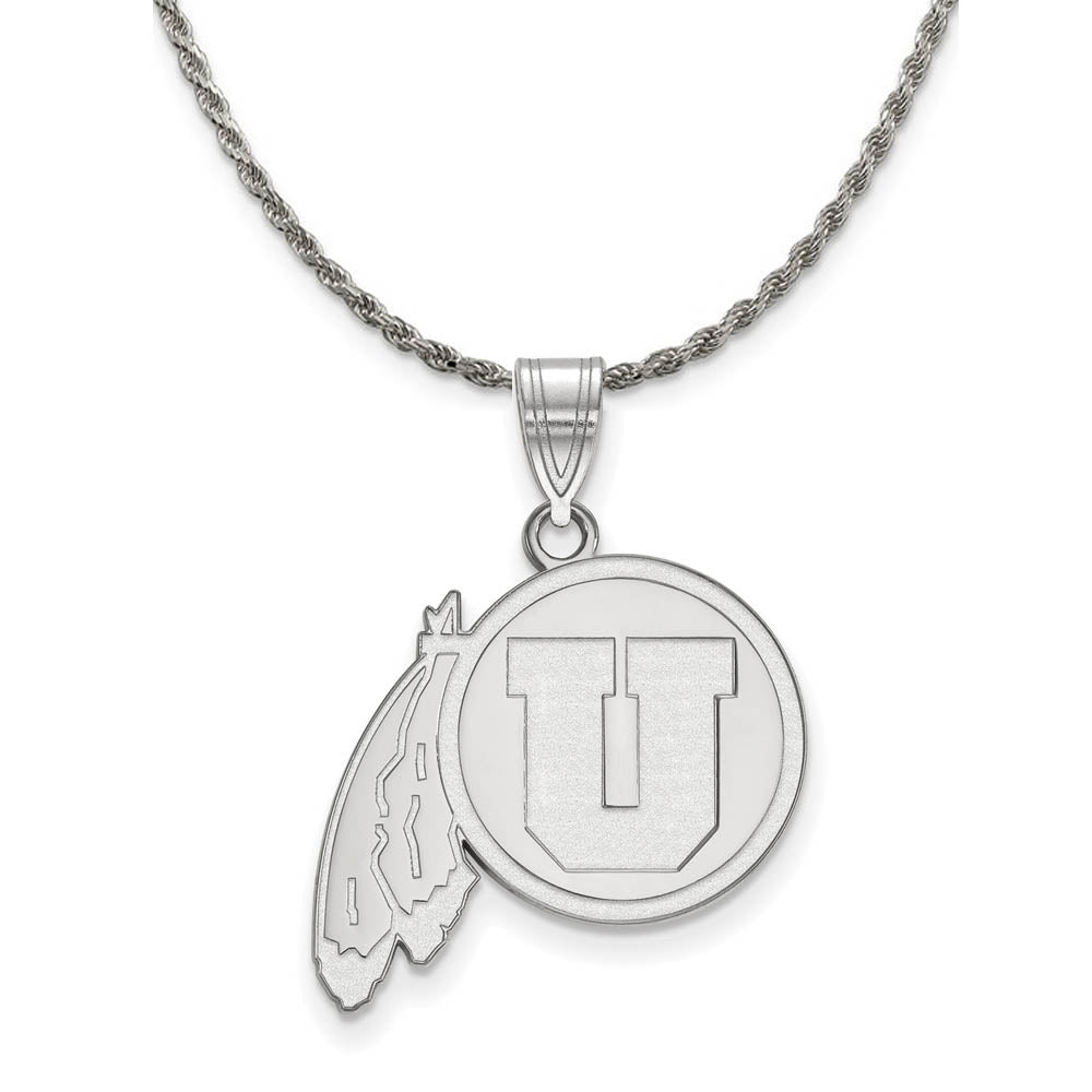 Sterling Silver U. of Utah Large Pendant Necklace, Item N18473 by The Black Bow Jewelry Co.