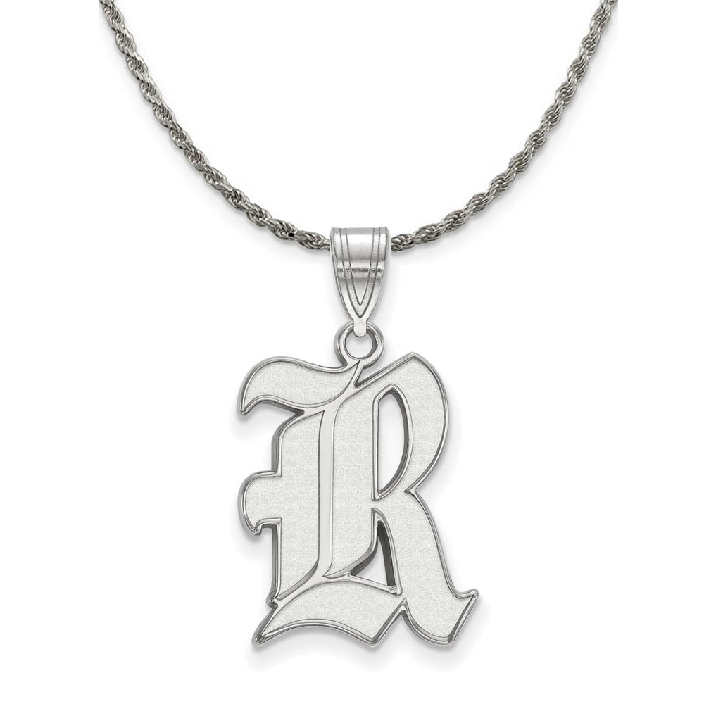 Sterling Silver Rice U. Large 'R' Pendant Necklace, Item N18479 by The Black Bow Jewelry Co.
