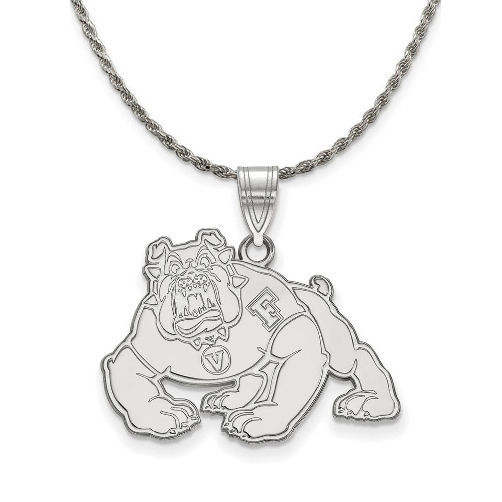 Sterling Silver California State Fresno Large Pendant Necklace, Item N18482 by The Black Bow Jewelry Co.