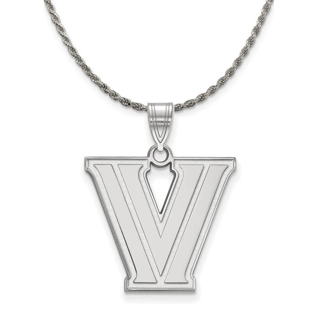 Sterling Silver Villanova U. Large 'V' Pendant Necklace, Item N18491 by The Black Bow Jewelry Co.