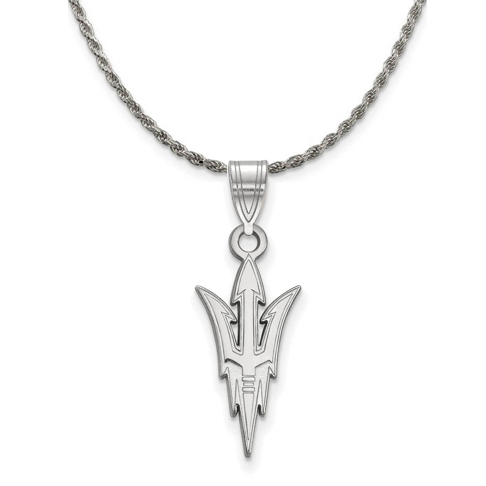 Sterling Silver Arizona State Large Sun Devils Necklace, Item N18496 by The Black Bow Jewelry Co.