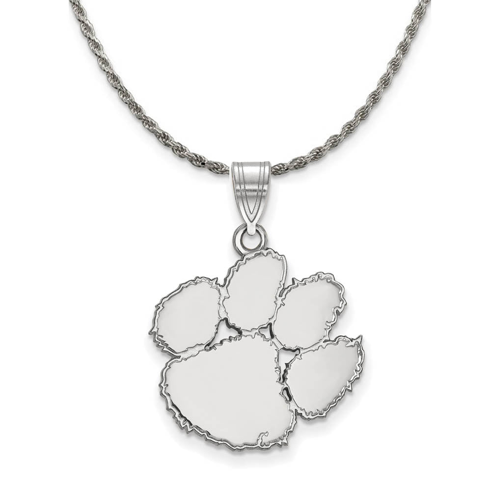 Sterling Silver Clemson U Large Pendant Necklace, Item N18503 by The Black Bow Jewelry Co.