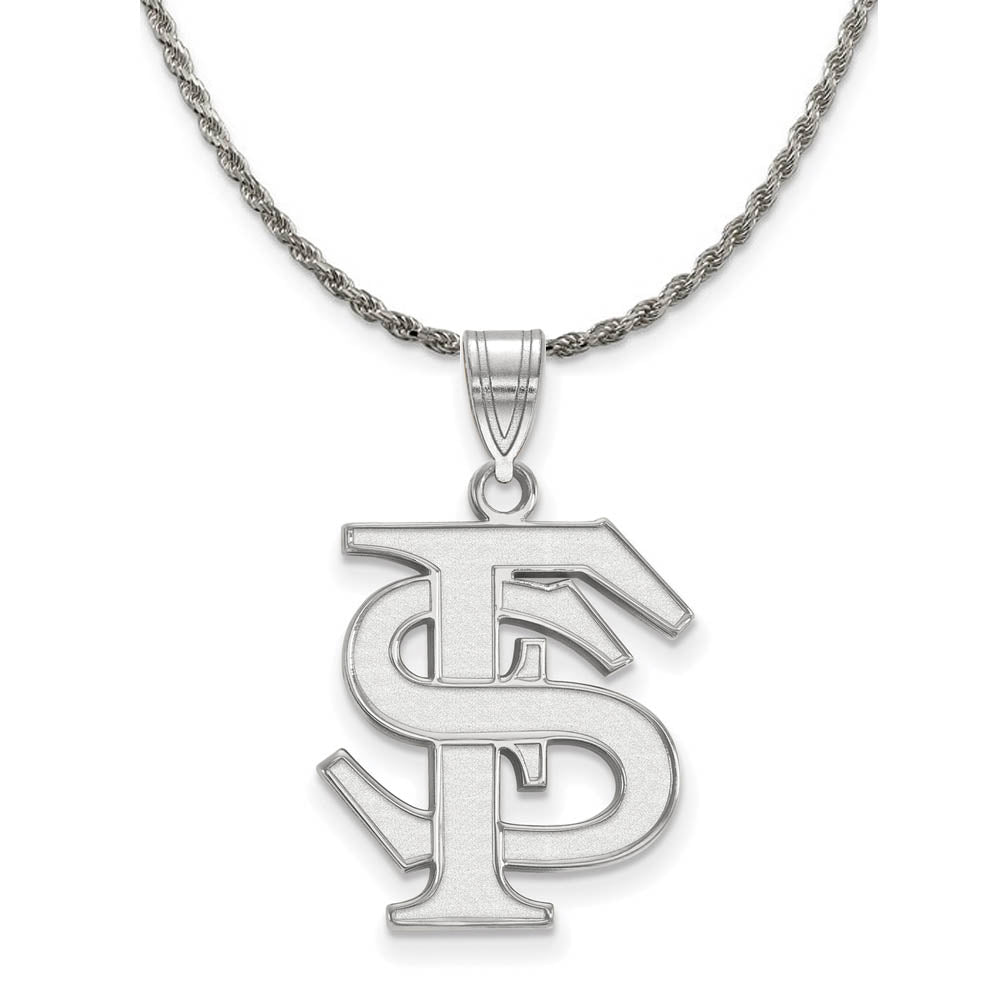 Sterling Silver Florida State Large 'FS' Necklace, Item N18509 by The Black Bow Jewelry Co.