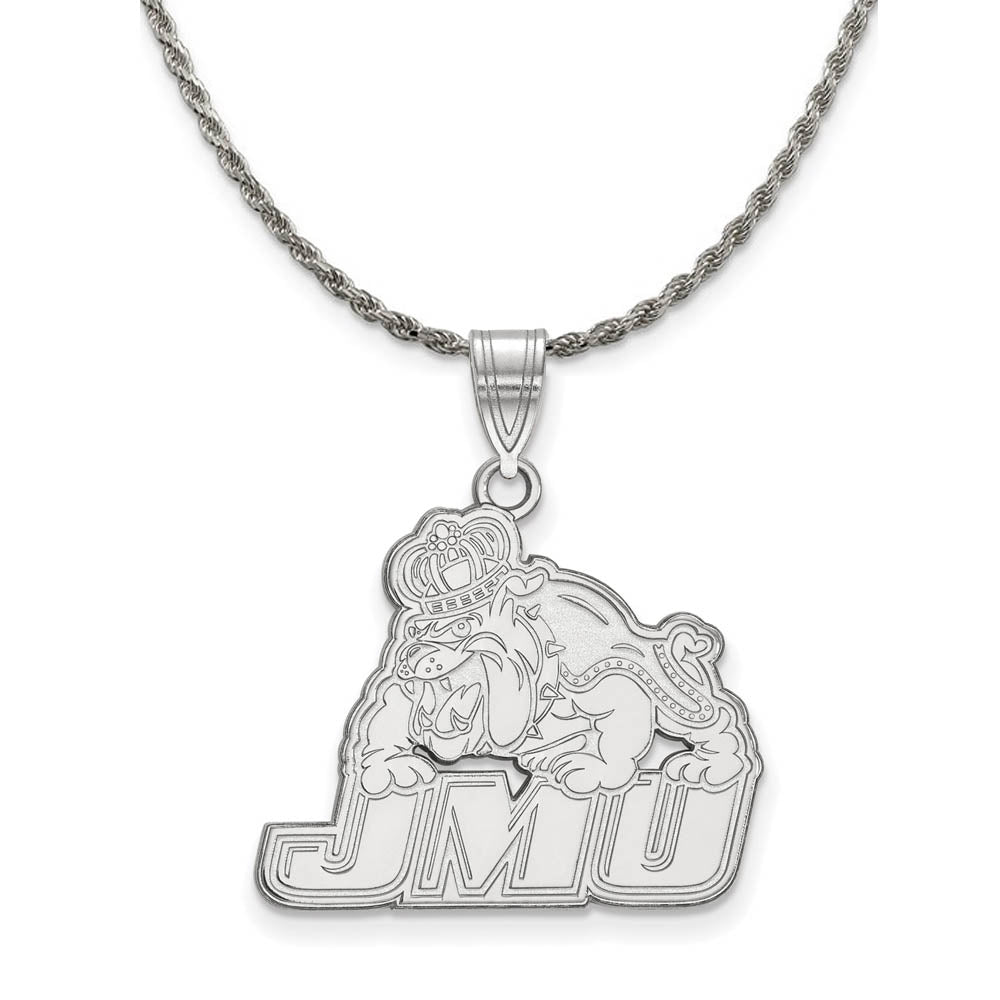 Sterling Silver James Madison U Lg Logo Pendant Necklace, Item N18516 by The Black Bow Jewelry Co.