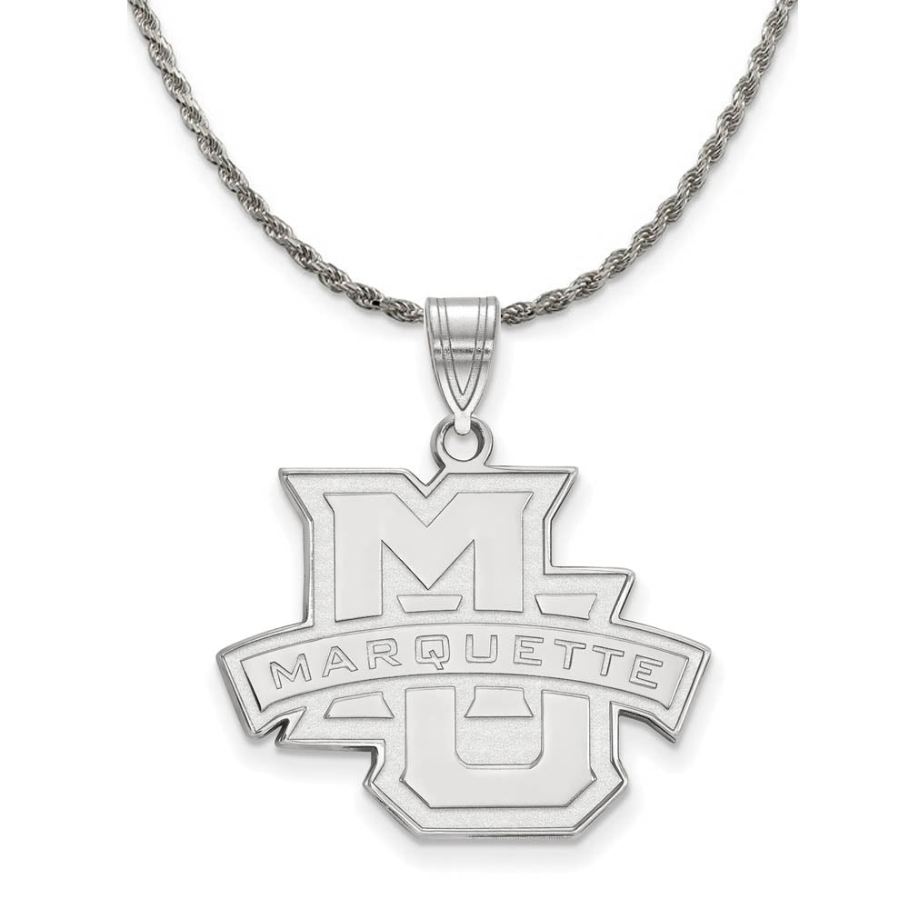 Sterling Silver Marquette U Large 'MU' Necklace, Item N18519 by The Black Bow Jewelry Co.