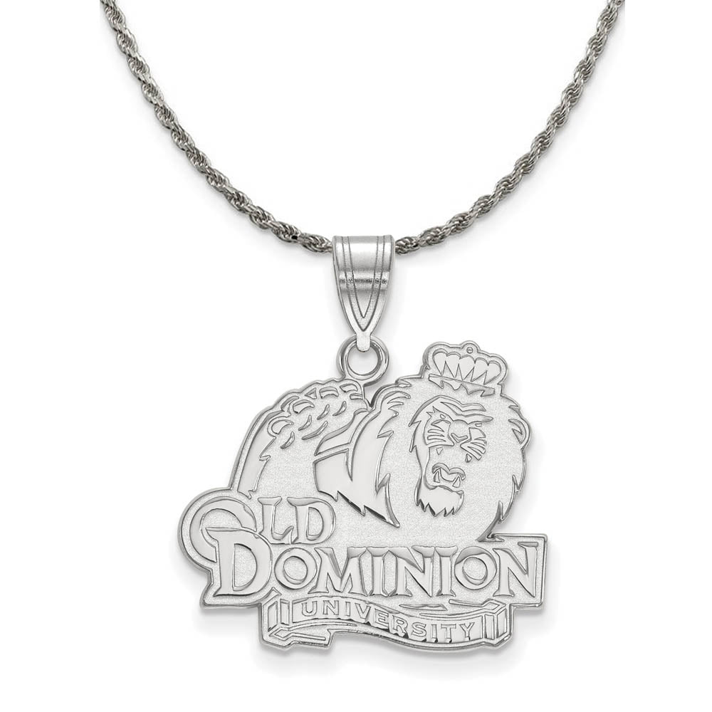 Sterling Silver Old Dominion U. Large Logo Pendant Necklace, Item N18527 by The Black Bow Jewelry Co.