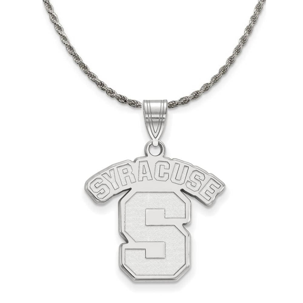 Sterling Silver Syracuse U. Large Logo Pendant Necklace, Item N18536 by The Black Bow Jewelry Co.